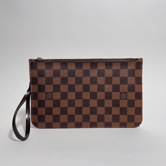 Louis Vuitton Neverfull Pochette Pouch Damier Ebene Cherry Interior - Picture 1 of 9